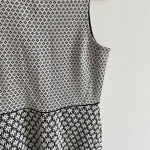 Loft black and white patterned midi dress
